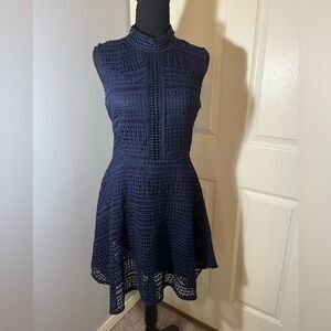 Navy blue crochet over mini dress